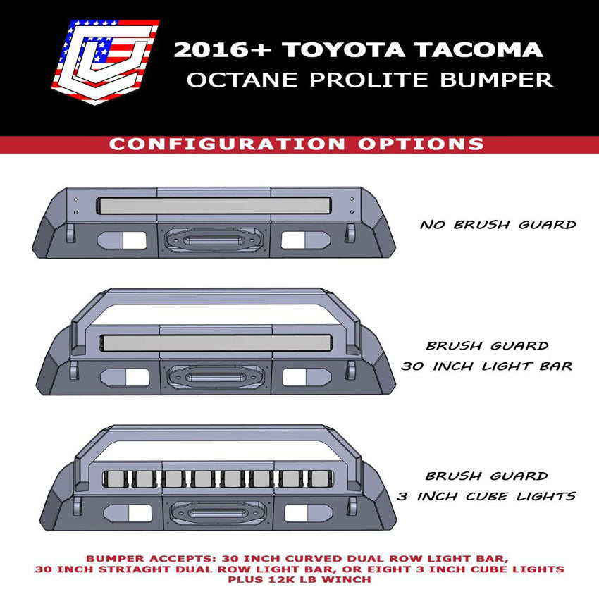 2016-2023 TOYOTA TACOMA PROLITE FRONT WINCH BUMPER