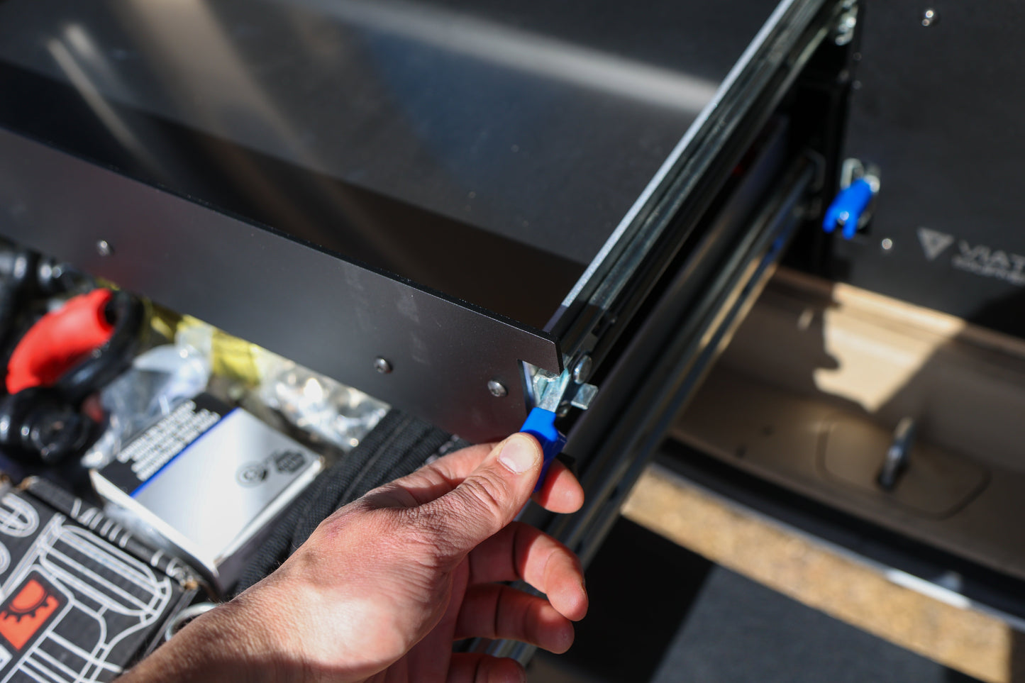 2007-2014 Chevy Suburban Offset Rear Drawer System 3 for 3rd Row Seat  - Offset 28W" and stacked 21W" X 32"L Drawers