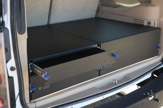 2007-2014 Chevy Suburban Offset Rear Drawer System 3 for 3rd Row Seat  - Offset 28W" and stacked 21W" X 32"L Drawers