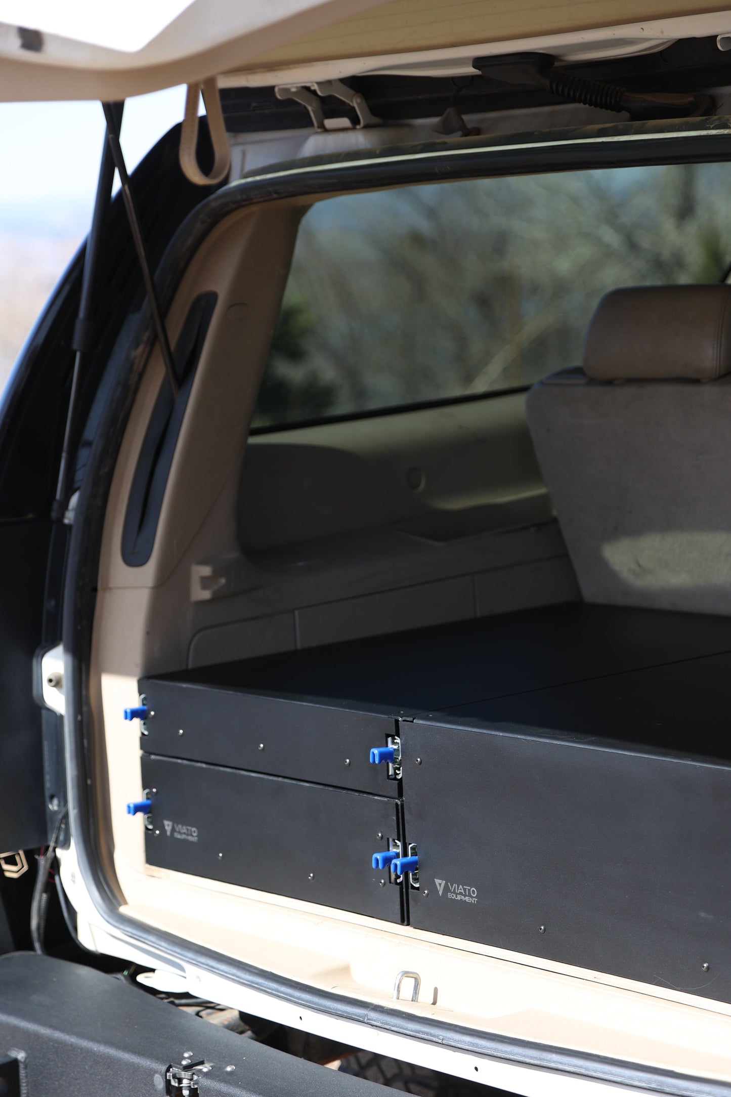 2007-2014 Chevy Suburban Offset Rear Drawer System 3 for 3rd Row Seat  - Offset 28W" and stacked 21W" X 32"L Drawers