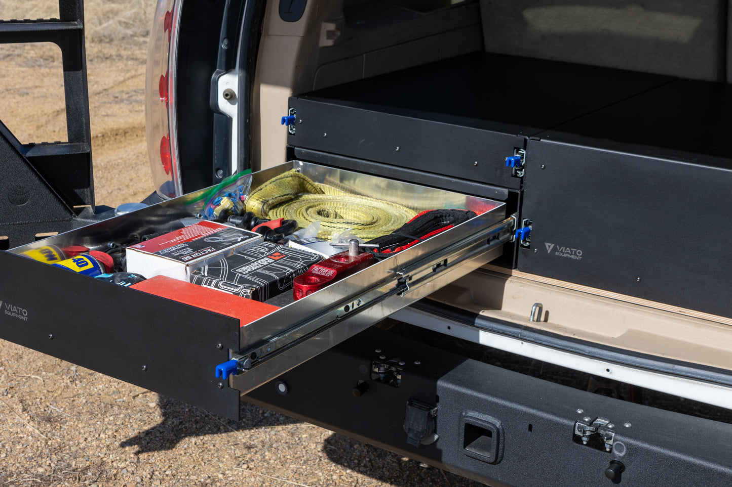 2007-2014 Chevy Suburban Offset Rear Drawer System 3 for 3rd Row Seat  - Offset 28W" and stacked 21W" X 32"L Drawers