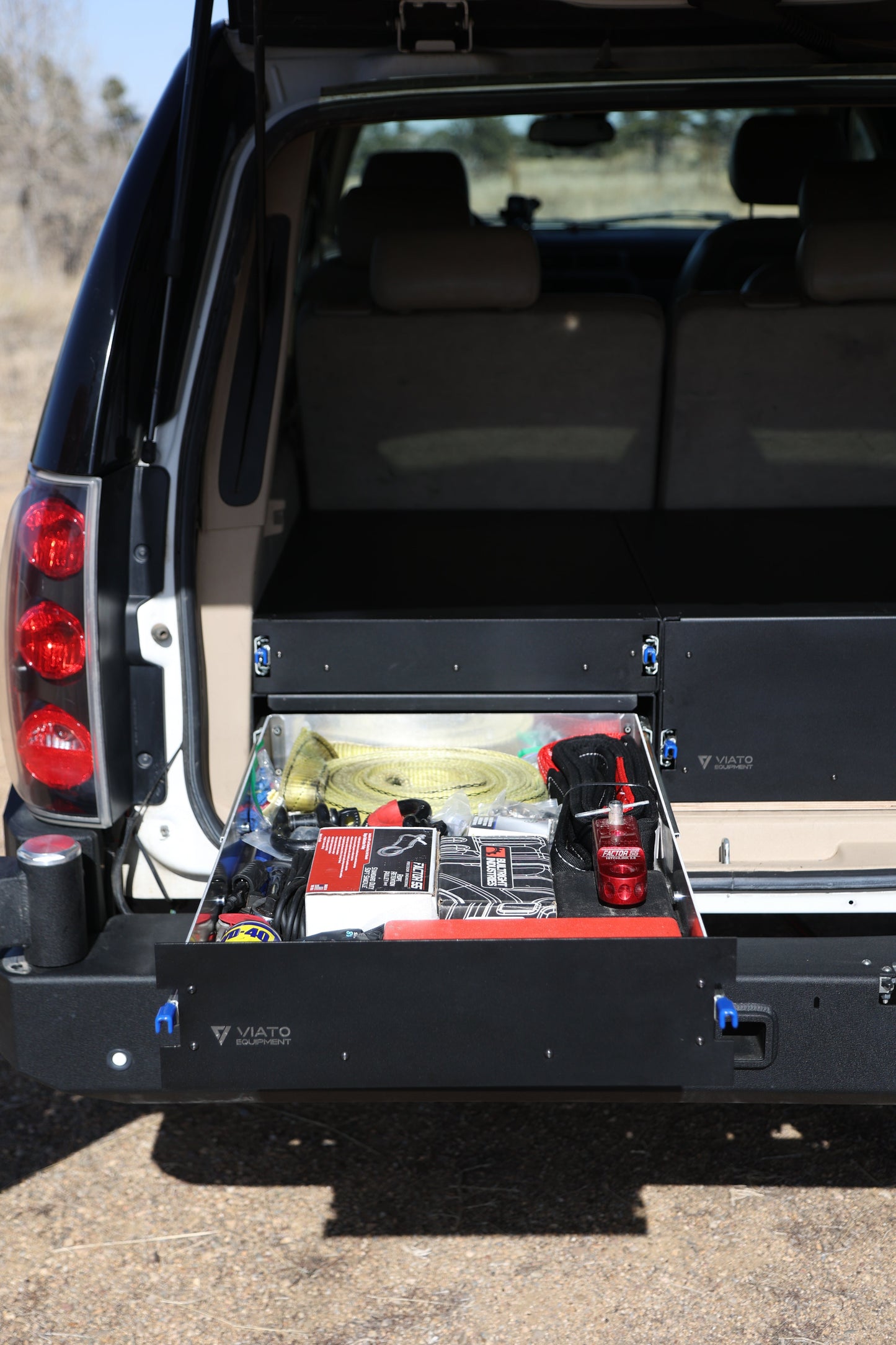 2007-2014 Chevy Suburban Offset Rear Drawer System 3 for 3rd Row Seat  - Offset 28W" and stacked 21W" X 32"L Drawers